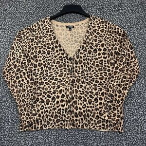 Apt. 9 Sweater Cardigan Women Extra Large Brown Leopard Button Up Long Sleeve XL